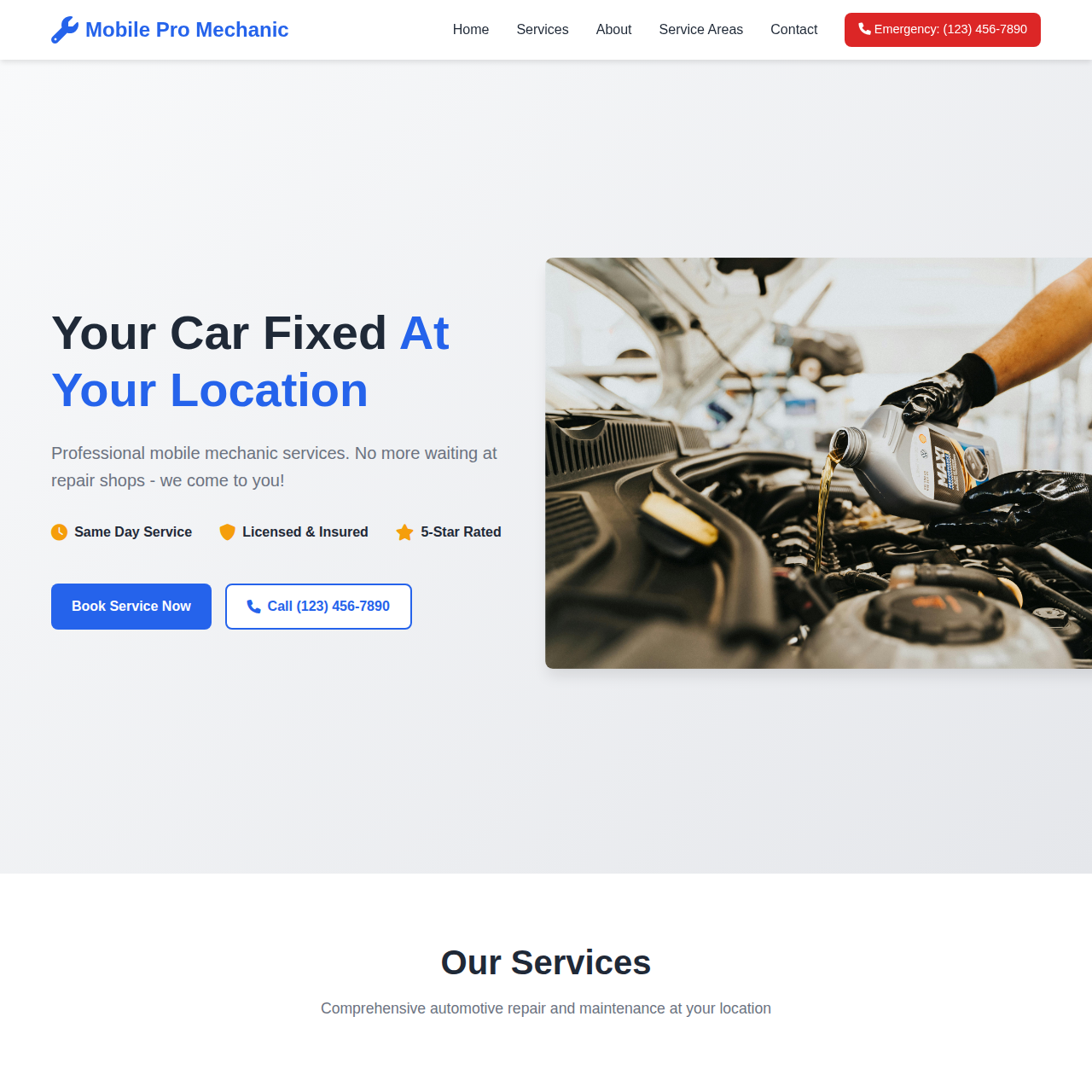 Mobile Mechanic Website